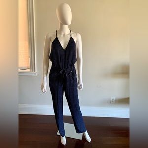 NWOT Marciano Sahara Dot Jumpsuit in Blue and Black